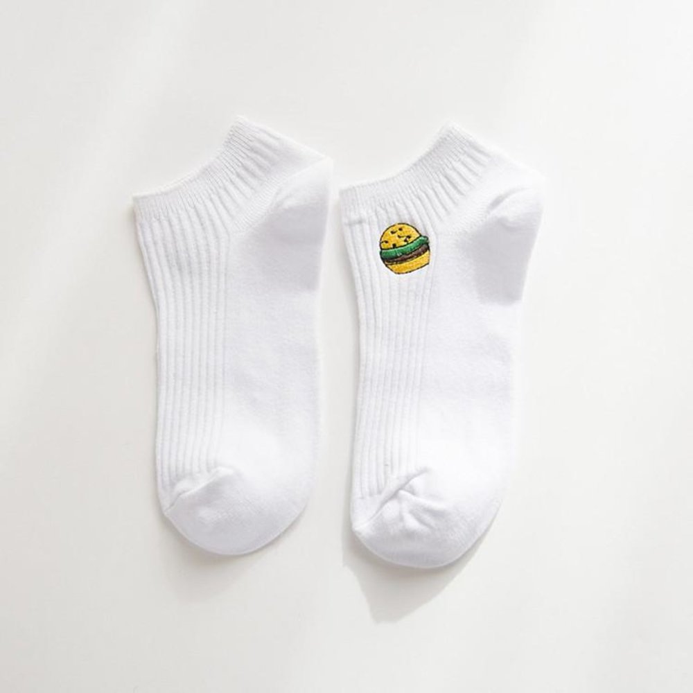 Burger Embroidered Socks